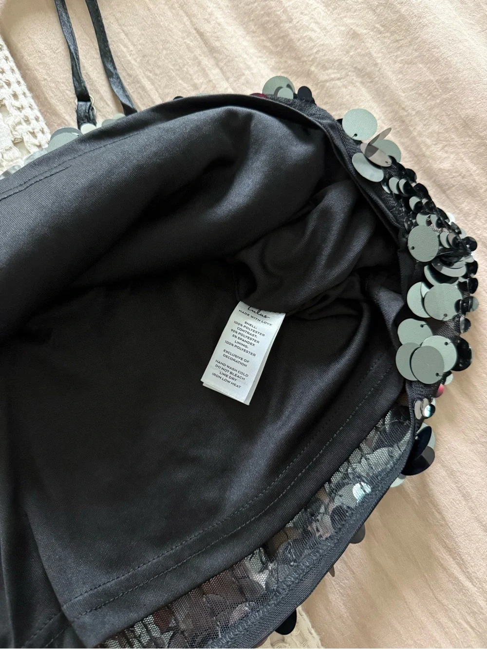 NEW Lulu's Silver Sequin Crop Cami with Spaghetti Straps Size M